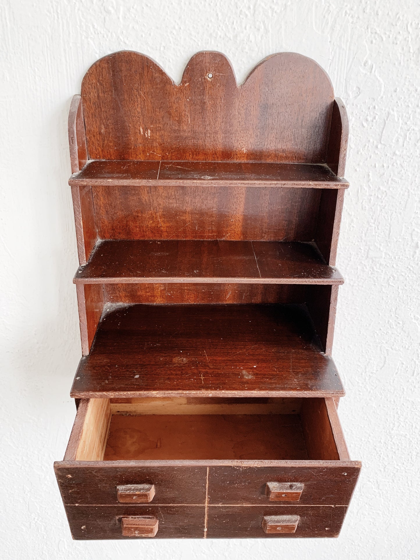 Antique Wood Shelf with Drawer