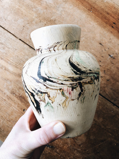 Vintage Painted Swirl Ceramic Vase