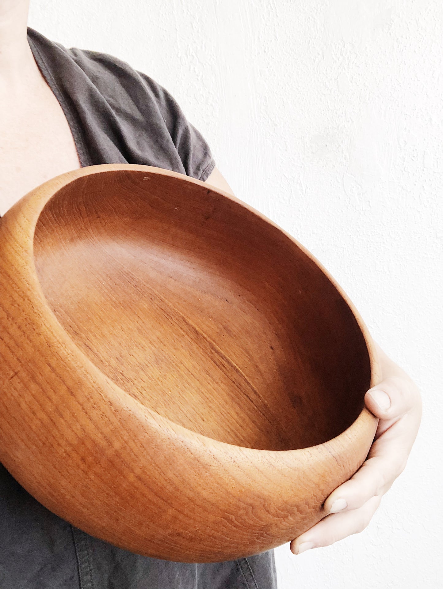 Large Vintage Teak Salad Bowl and Server Set