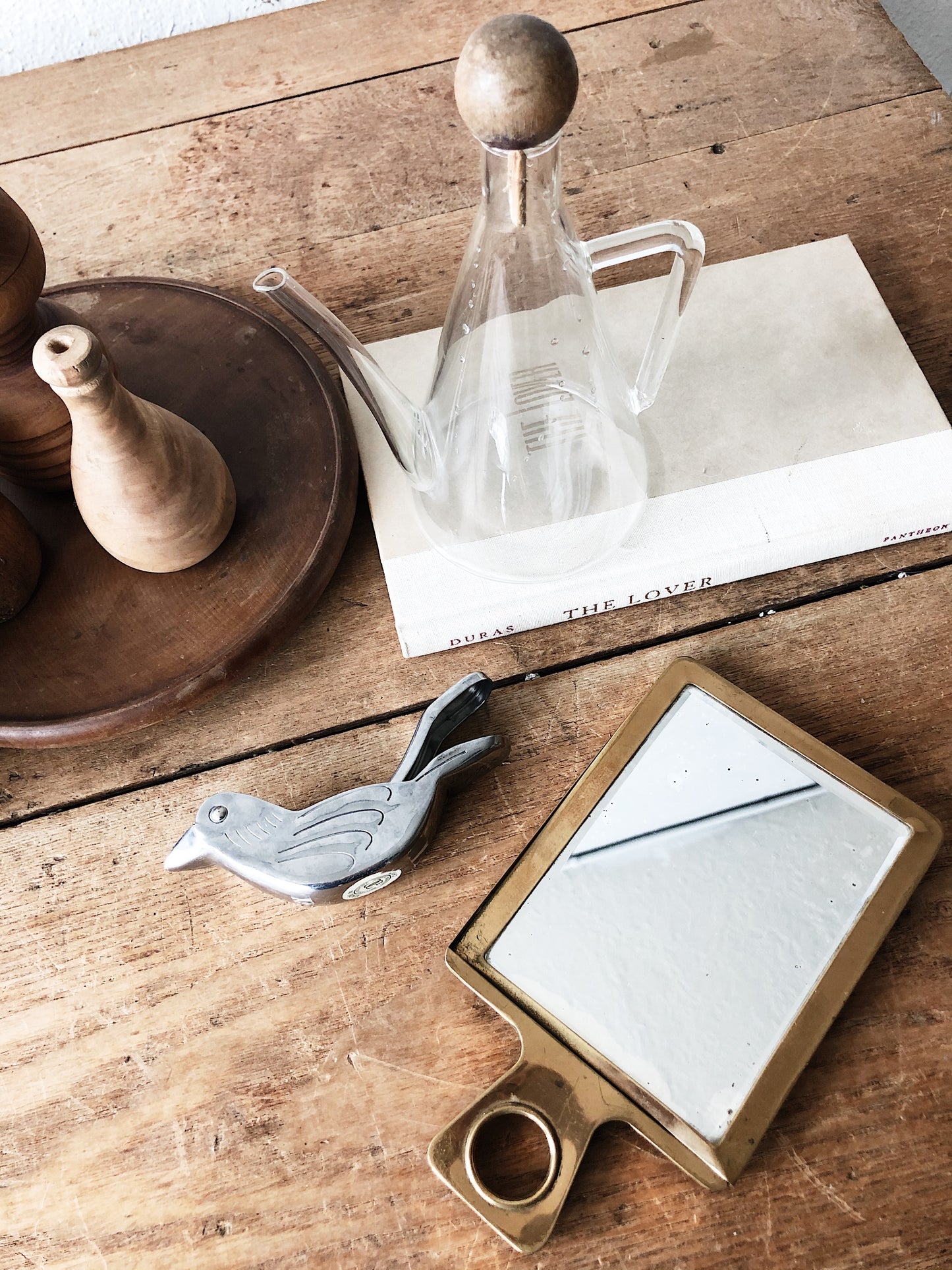 Modernist Brass Hand Mirror
