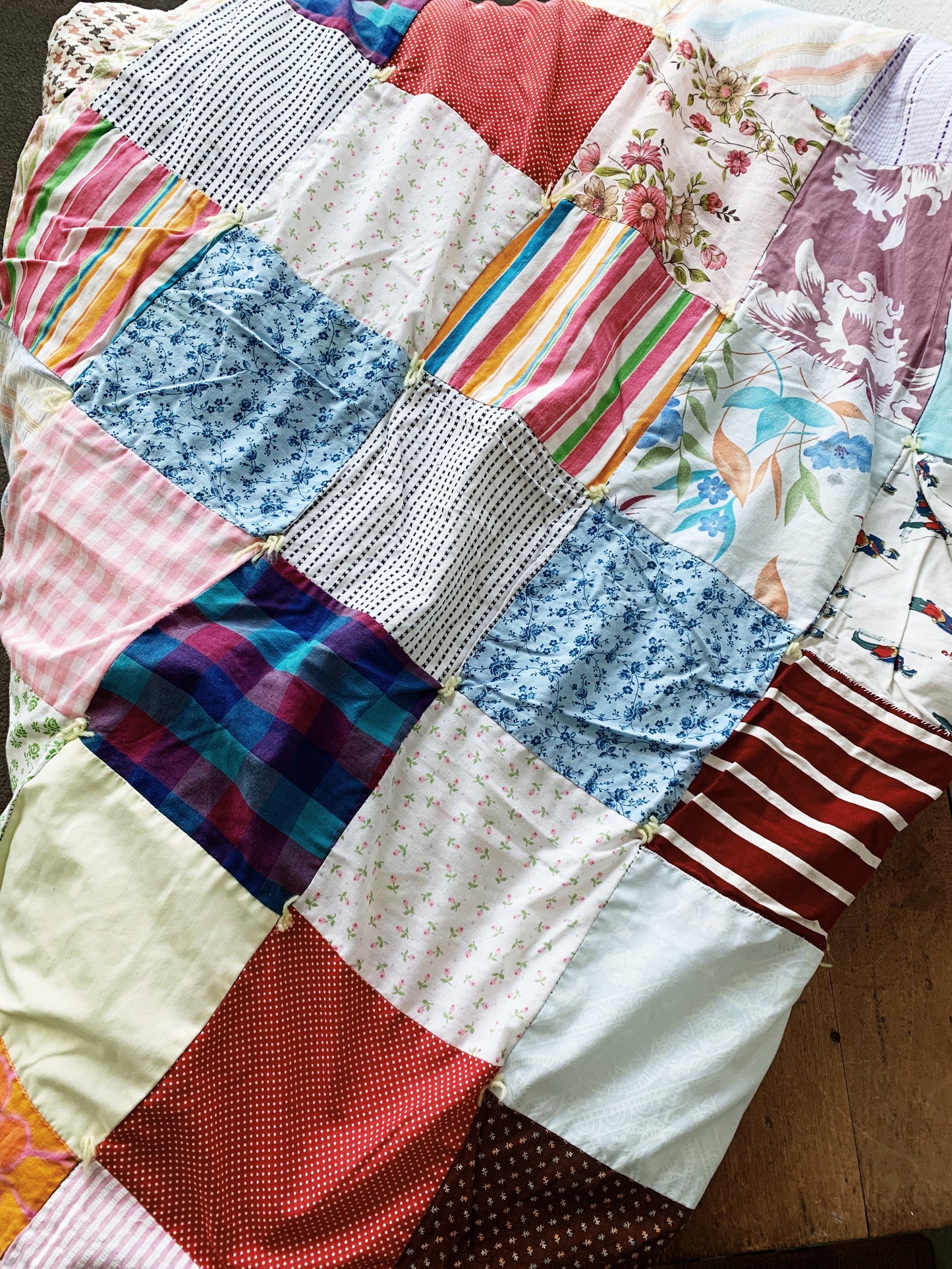 Vintage Handmade Cotton Patchwork Quilt