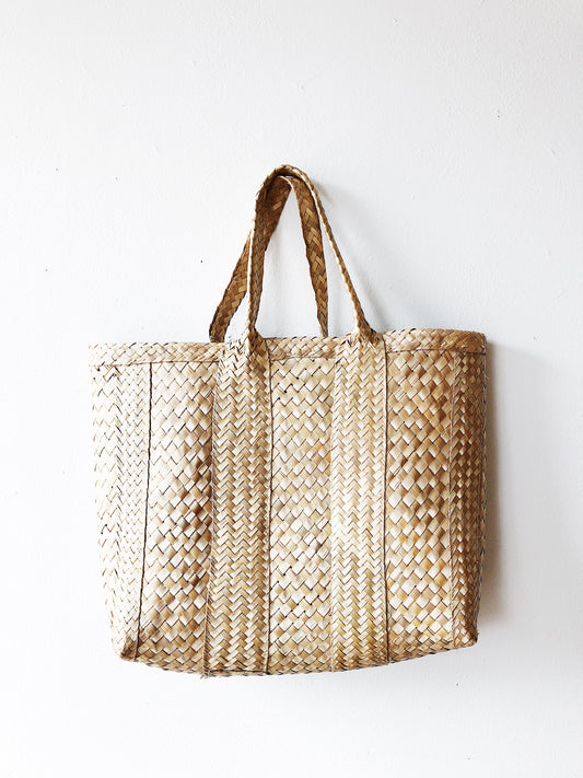 Large Vintage Straw Tote