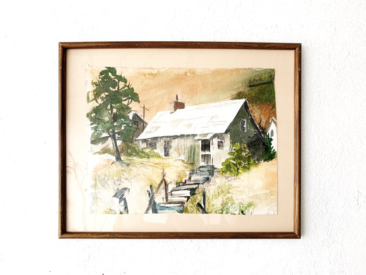 Vintage Framed Watercolor Painting