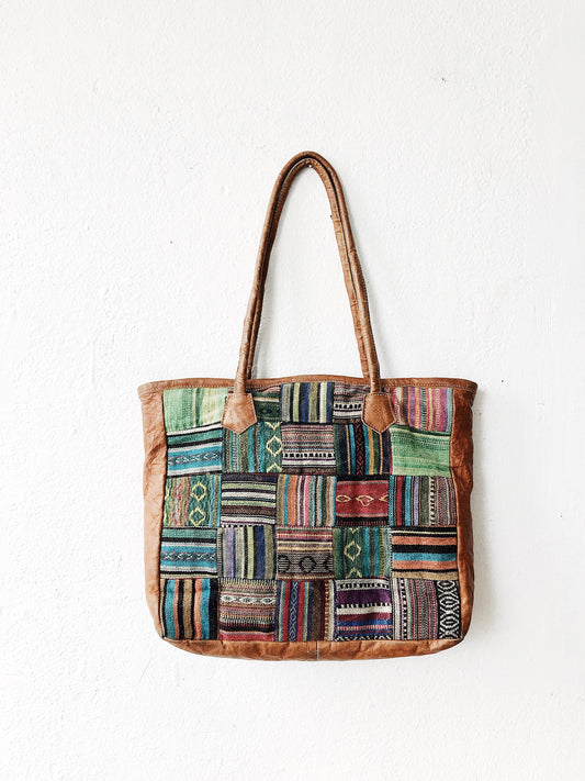 Vintage Woven Patchwork Tote Bag