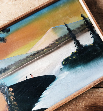 Vintage Folk Landscape Painting