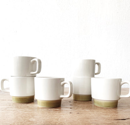 Vintage Stoneware Mugs Japan Set of Six