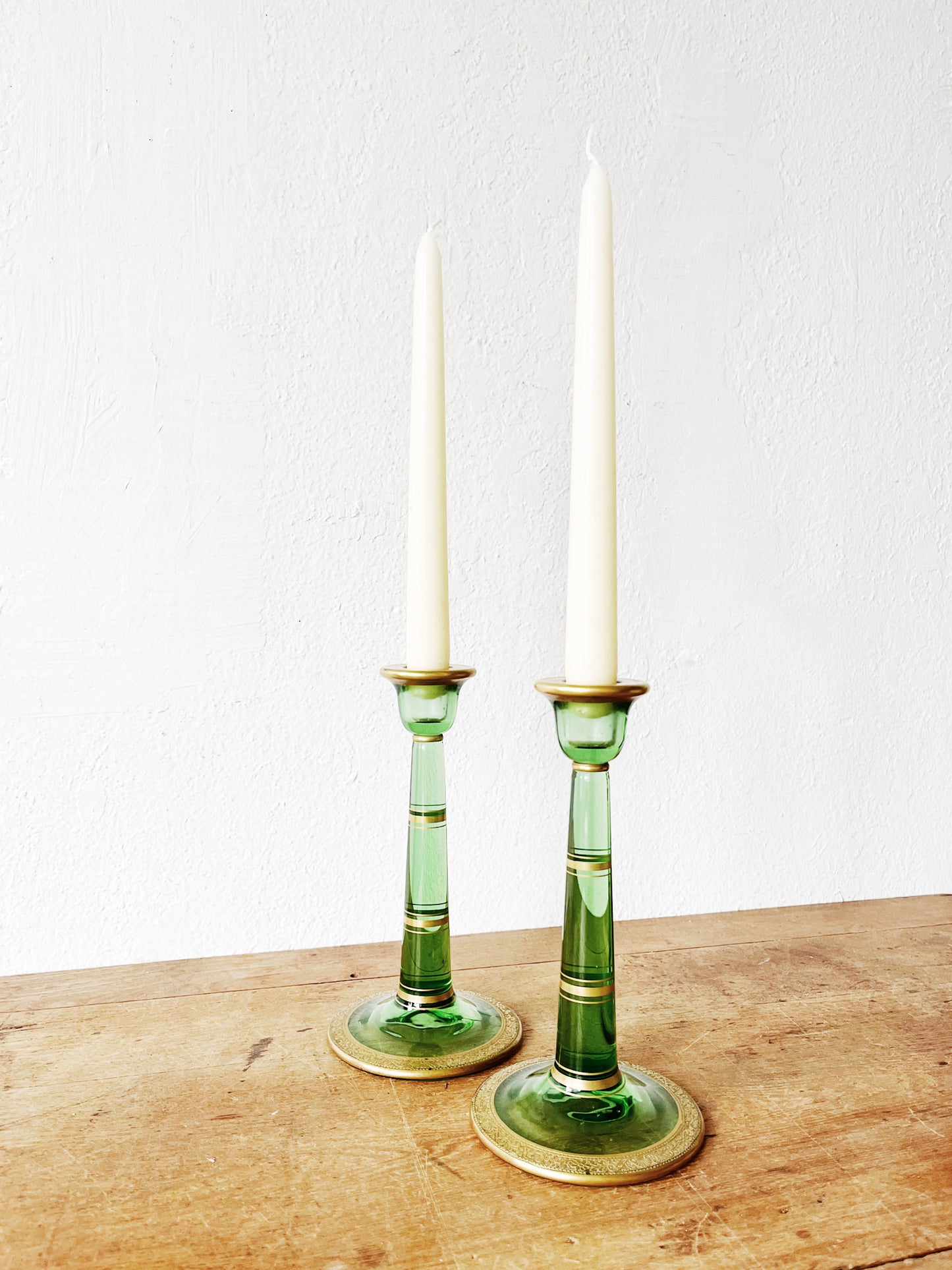 Vintage Glass Candle Sticks