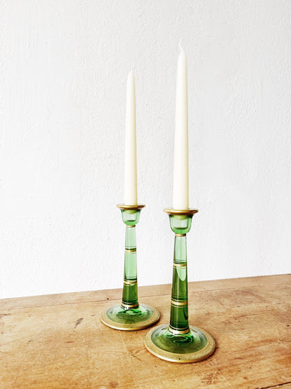 Vintage Glass Candle Sticks