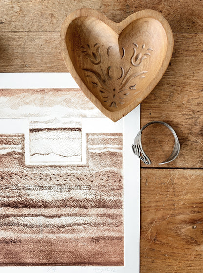 Carved Wood Heart Dish