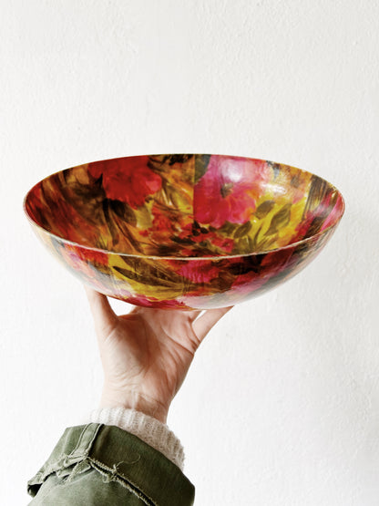 Mid Century Floral Fiberglass Serving Bowl