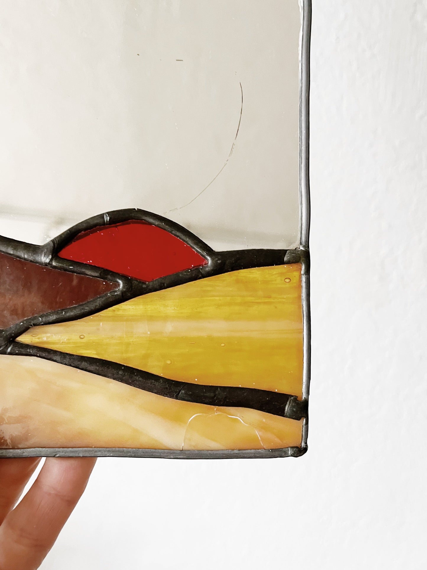 Vintage Stained Glass Mirror