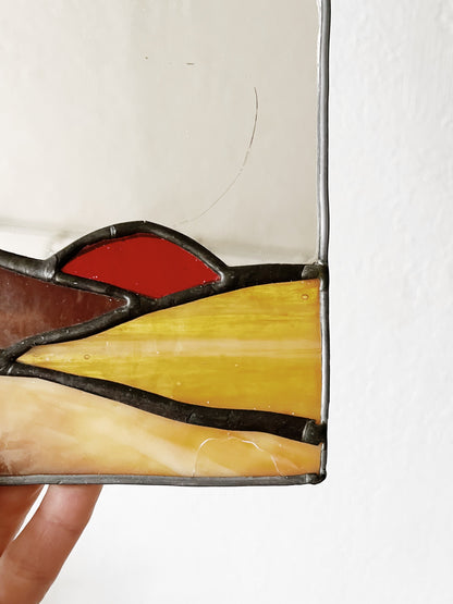 Vintage Stained Glass Mirror