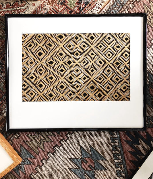 Vintage Framed Kuba Cloth Textile