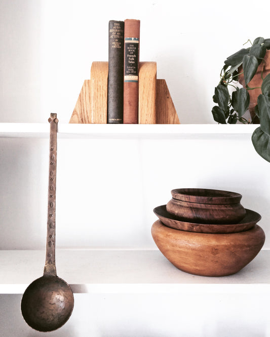Vintage Handmade Wood Bookends