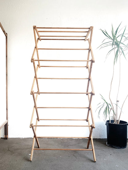 Tall Vintage Collapsible Wood Drying Ravk