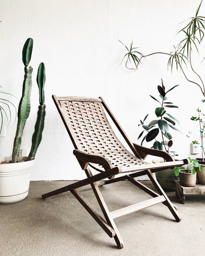 Vintage Wood Outdoor Lounger