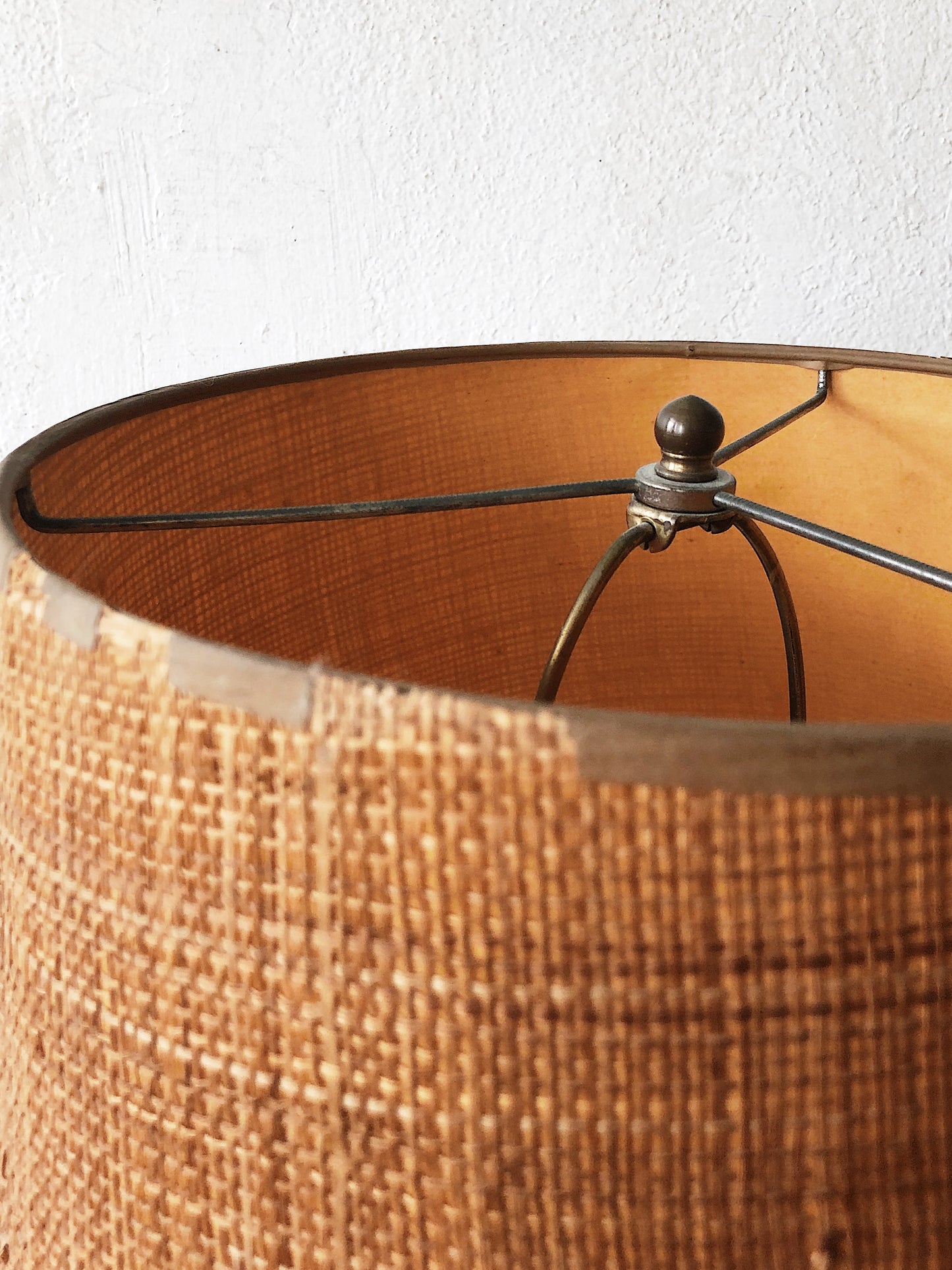 Mid Century Brushed Brass and Teak Lamp