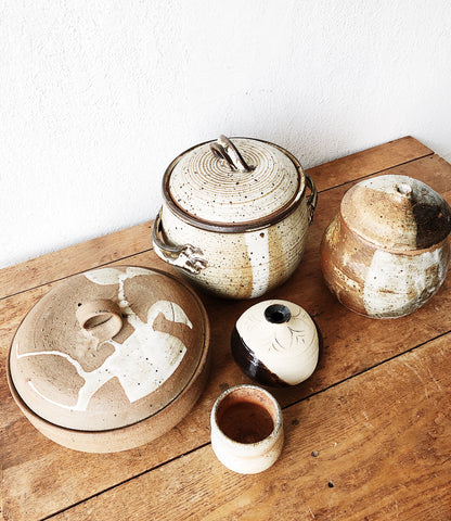 Vintage Lidded Stoneware Crock