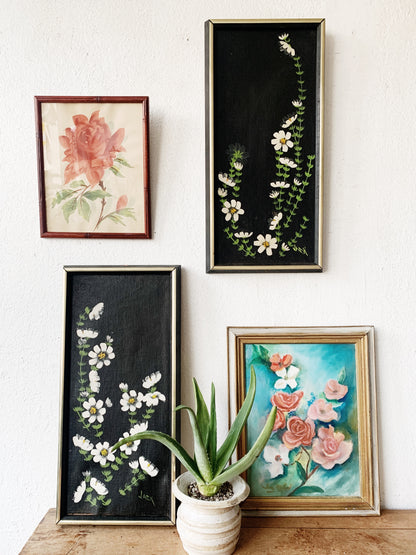 Vintage Floral Painting Pair