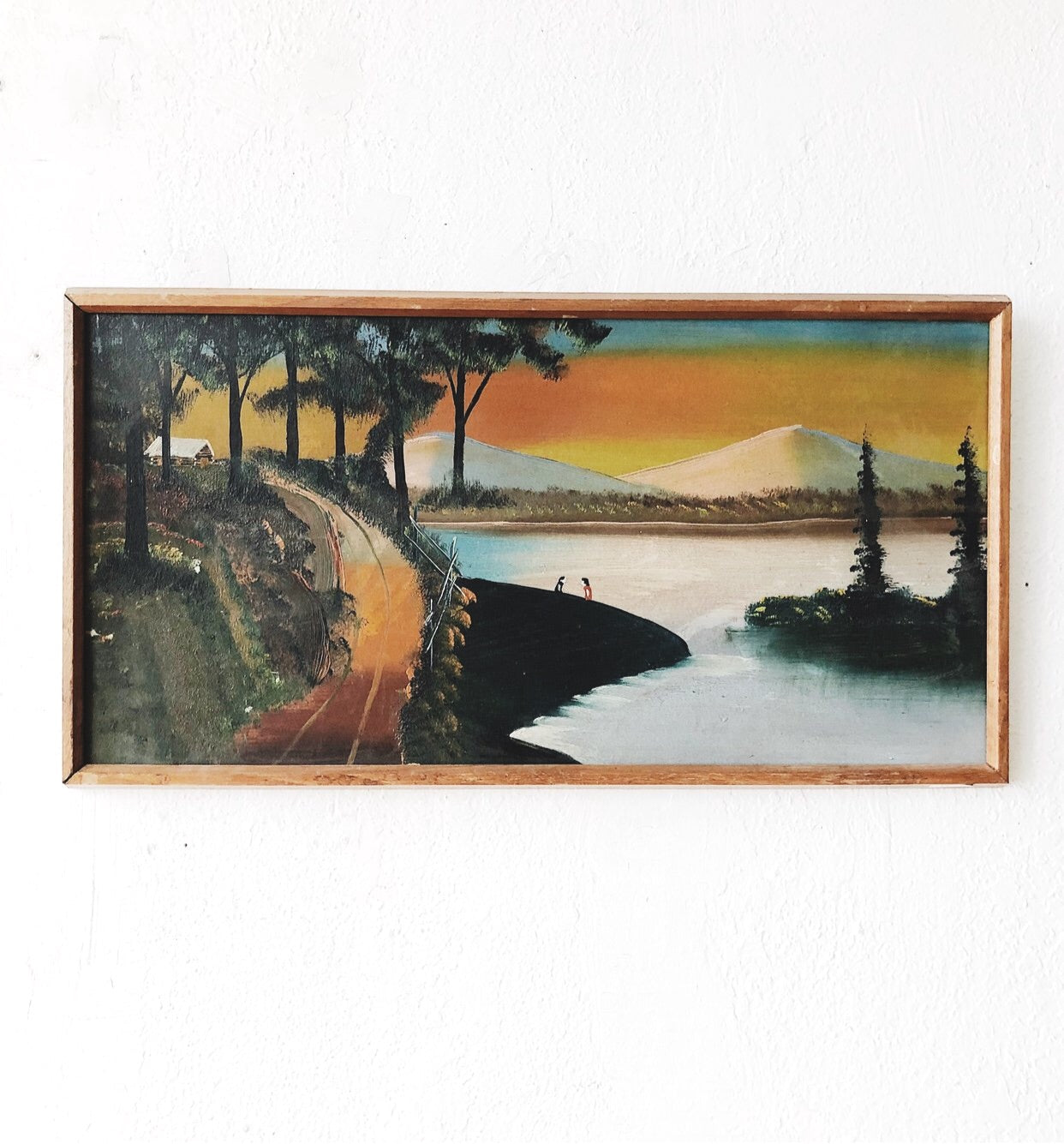 Vintage Folk Landscape Painting