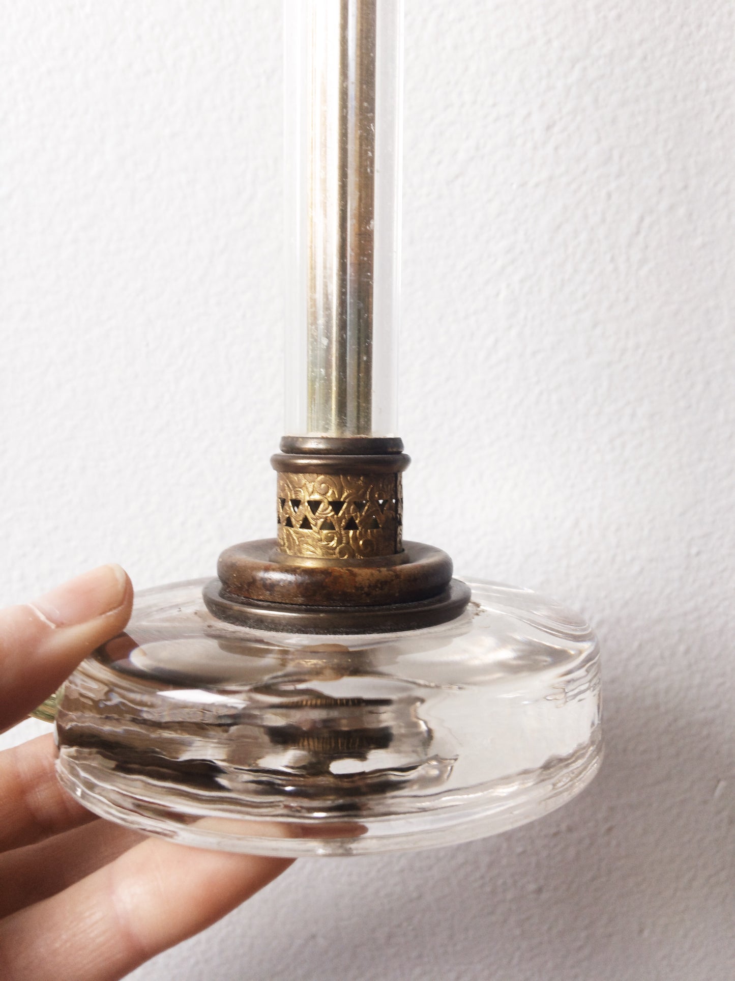 Antique Glass and Brass Lamp