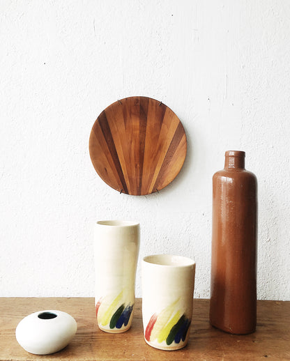 Vintage Handmade Ceramic Rainbow Tumbler
