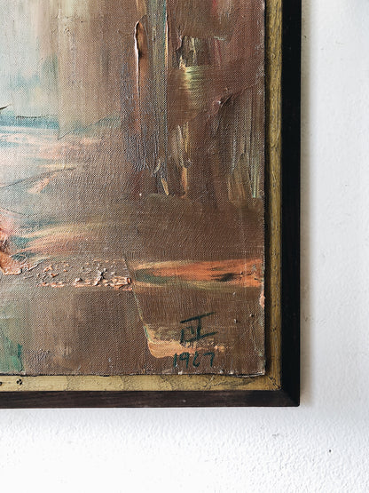 Vintage Mid Century Abstract Oil Painting