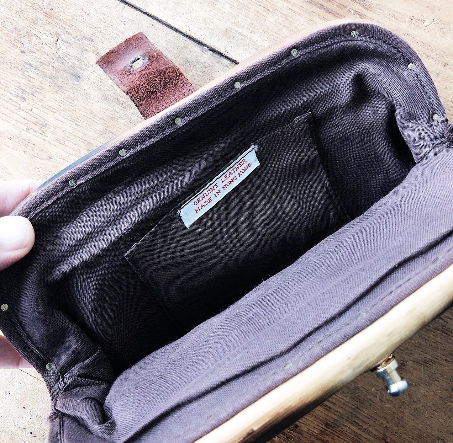 Vintage Suede and Bamboo Clutch