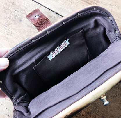 Vintage Suede and Bamboo Clutch