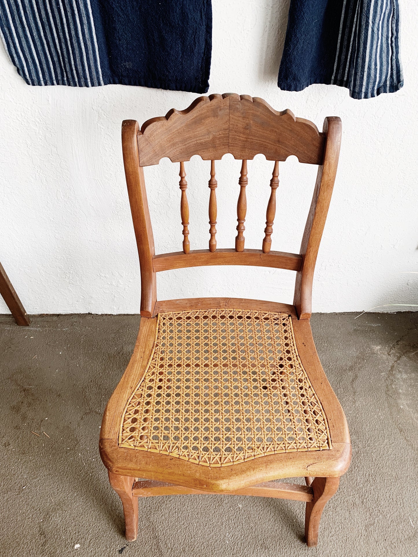 Antique Wood with Caned Seat Chair