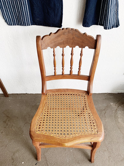 Antique Wood with Caned Seat Chair