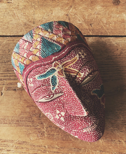 Vintage Hand Painted Carved Wood Mask