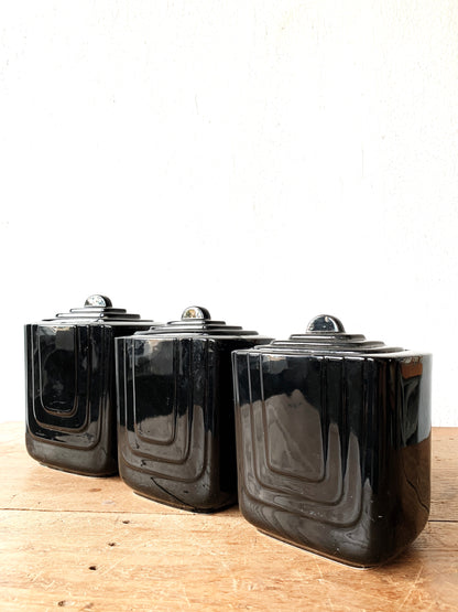 Vintage Black Ceramic Canister Set
