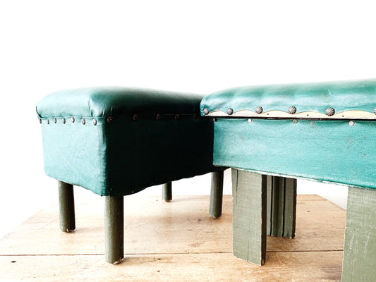 Vintage Handmade Naugahyde Stool