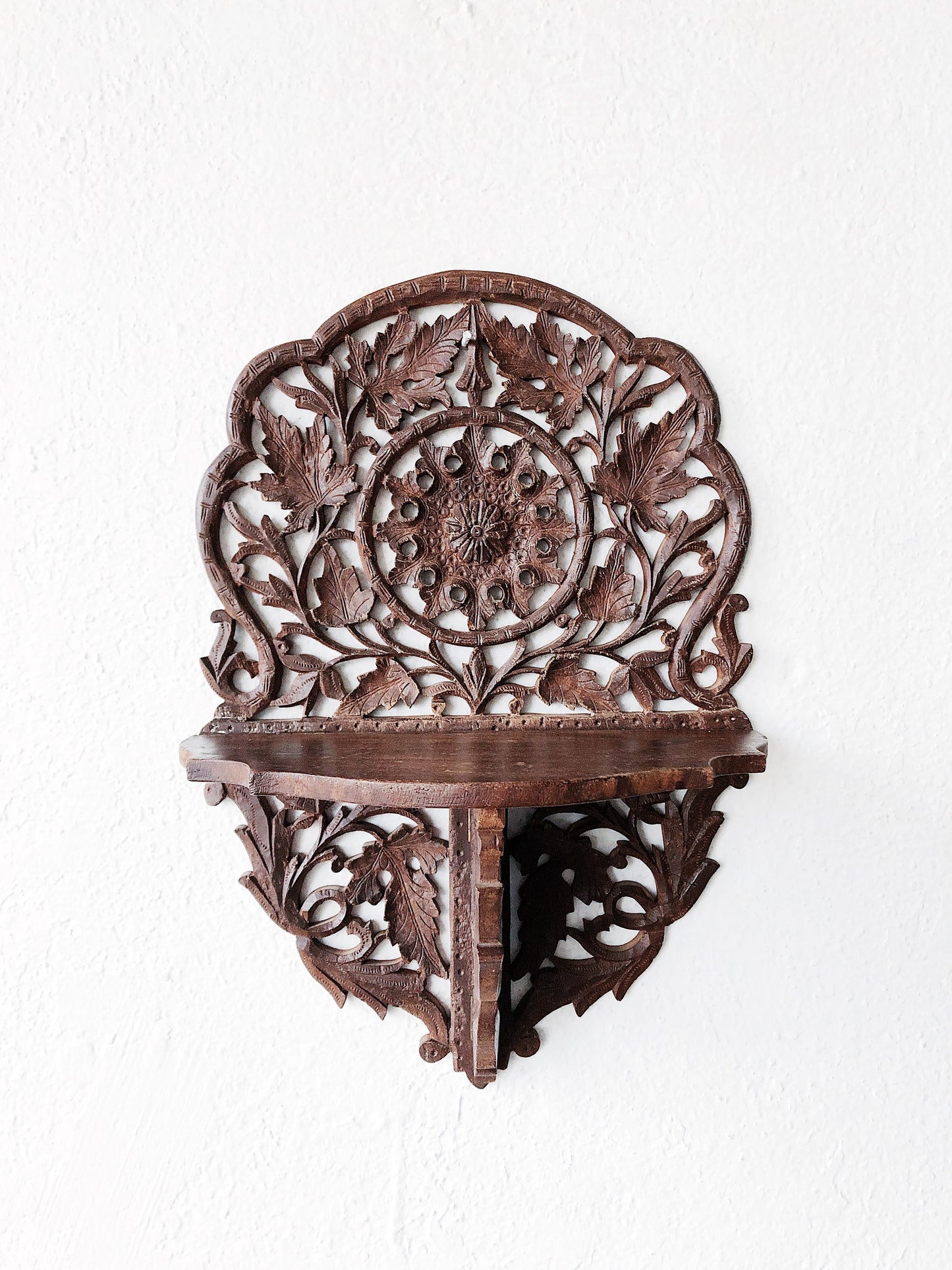 Vintage Carved Mandala Wall Shelf