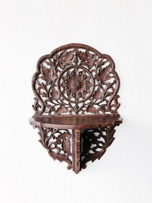 Vintage Carved Mandala Wall Shelf