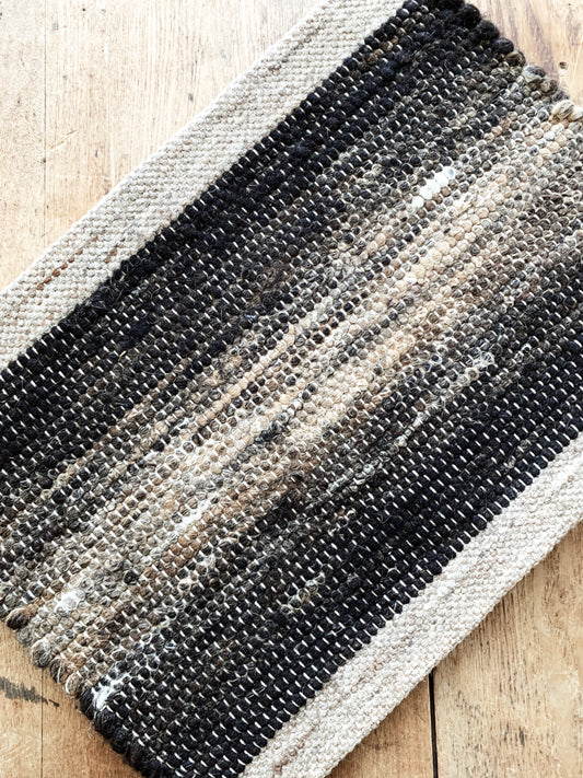 Vintage Hand Woven Wool Mat / Fiber Art