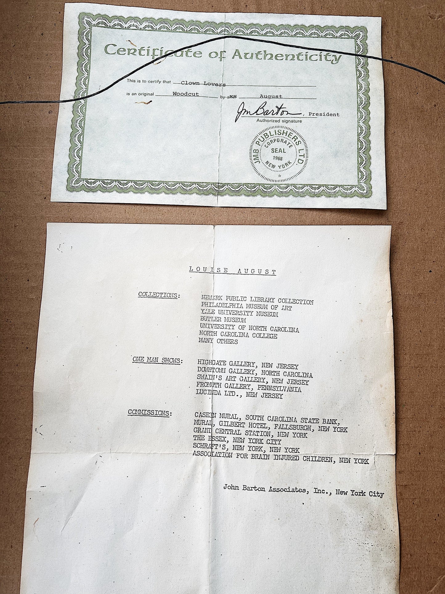 Vintage Louise August Wood Cut Artist’s Proof