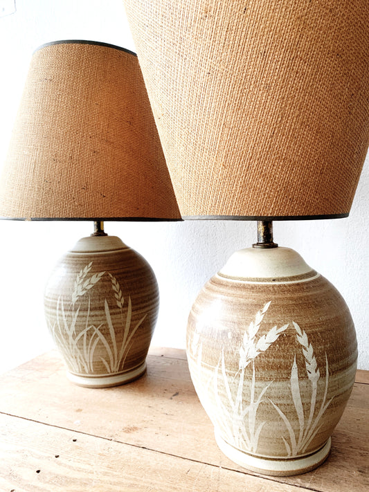 Vintage Pottery Lamp with Shade