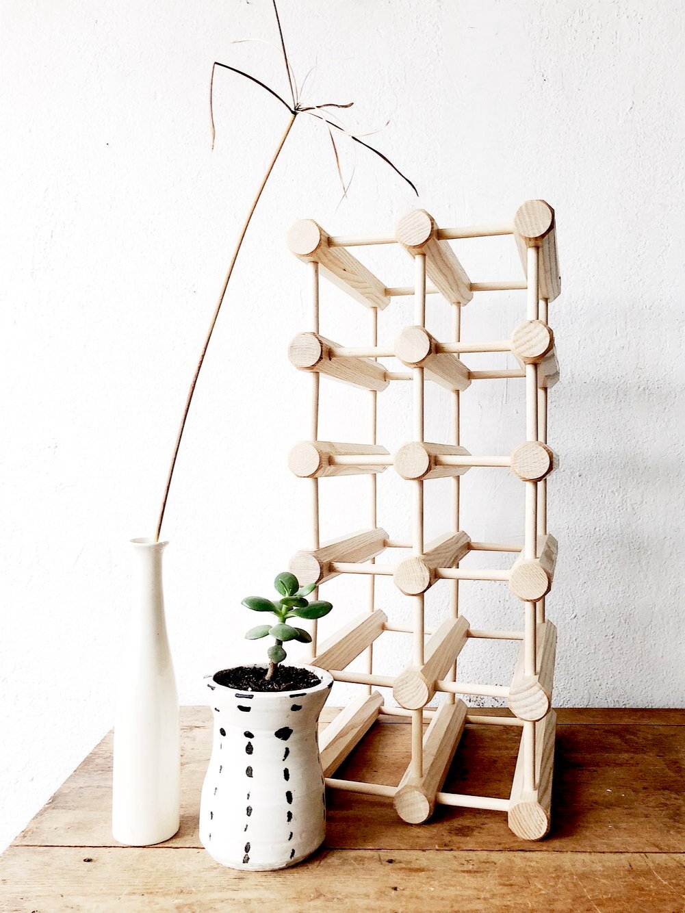 Handmade Natural Ash Modular Wine Rack