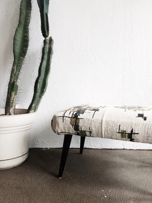 Vintage Mid Century Upholstered Ottoman