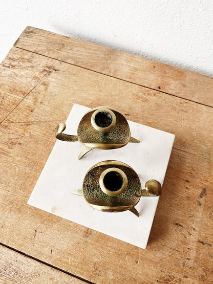 Mid Century Brass Candle Holders