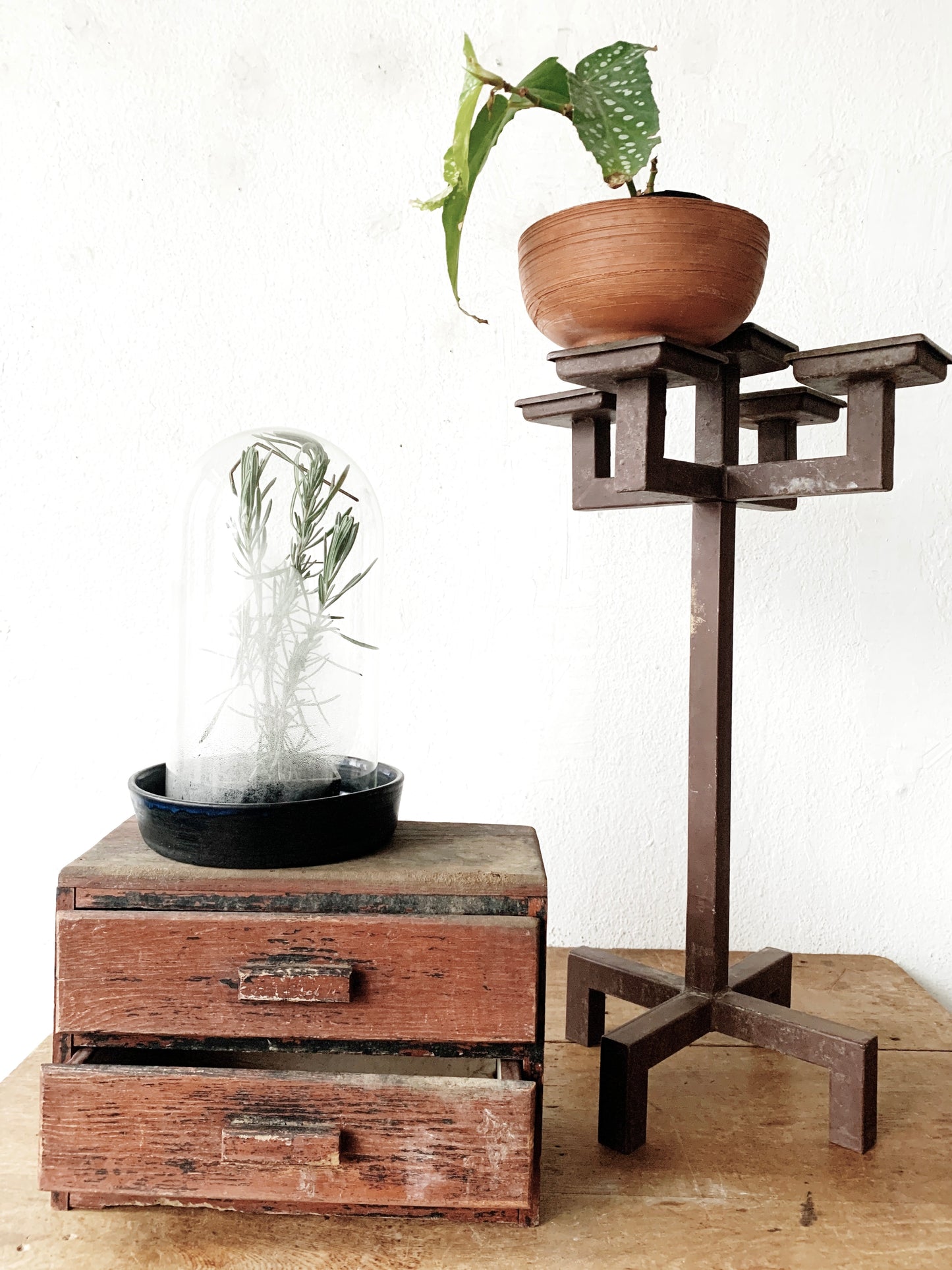 Antique Rustic Wood Tabletop Chest