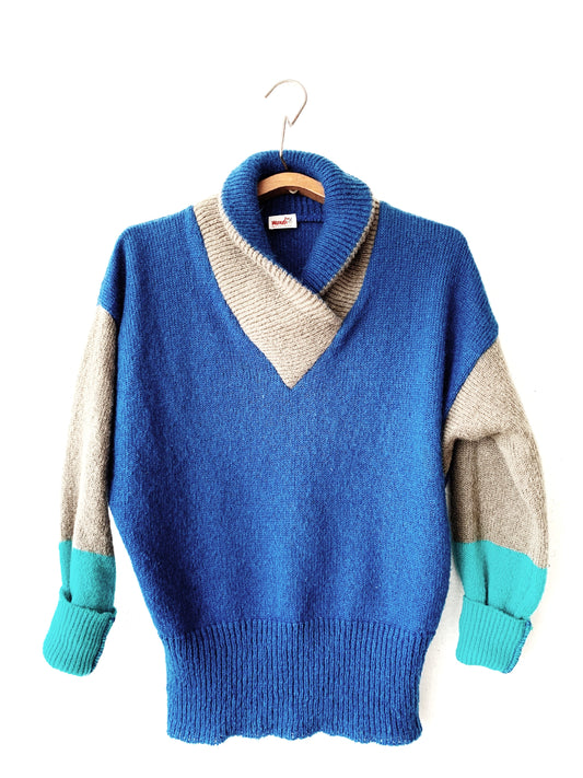 Vintage Alpaca/ Wool Blend Colorblock Sweater