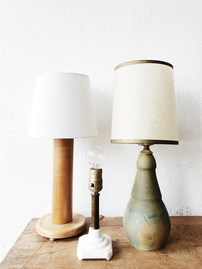 Vintage Milk Glass and Brass Lamp