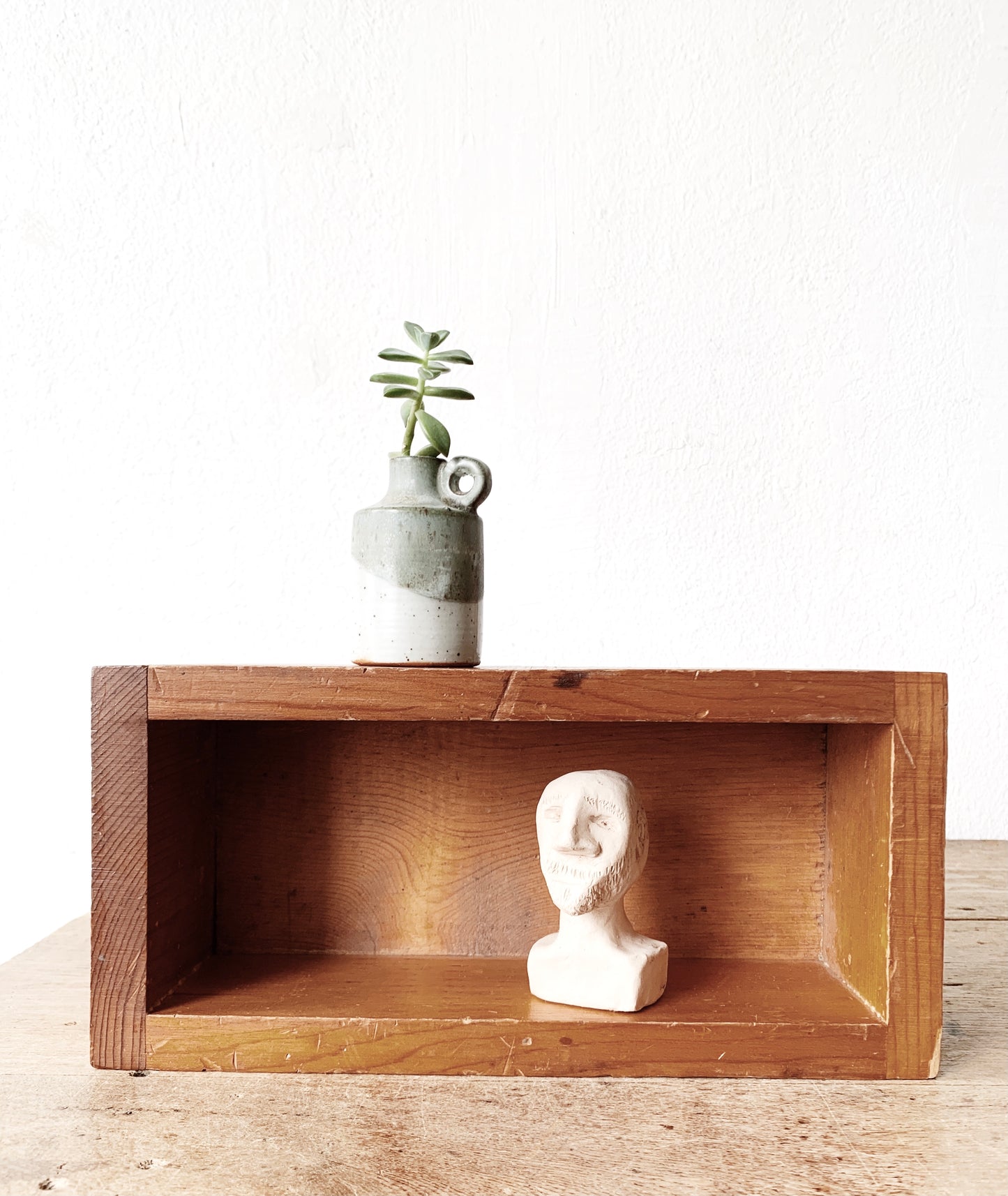 Vintage Wood Cubby Shelf