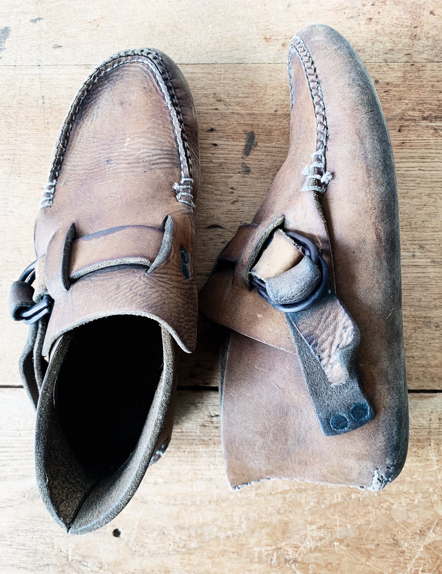 Vintage Handmade Leather Mocs 8.5/9 Women’s