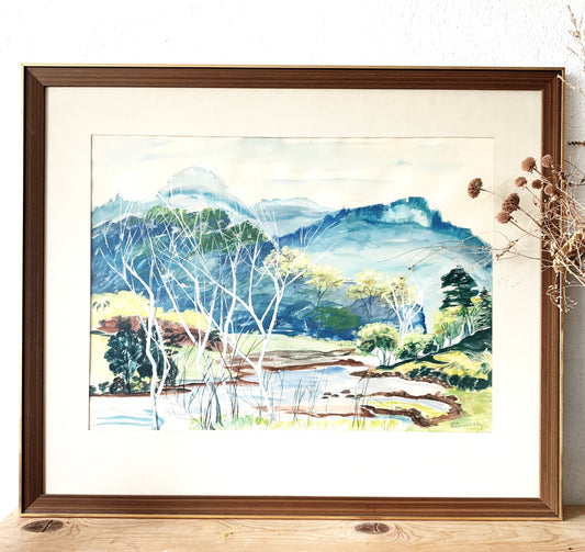 Large Original Mid Century Watercolor Painting