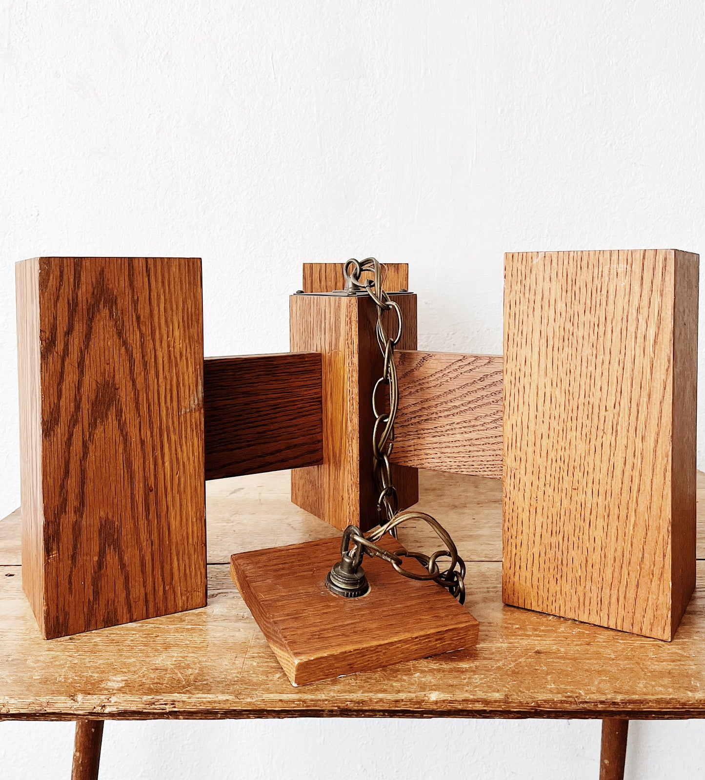 Vintage 1970s Wood Pendant Lamp