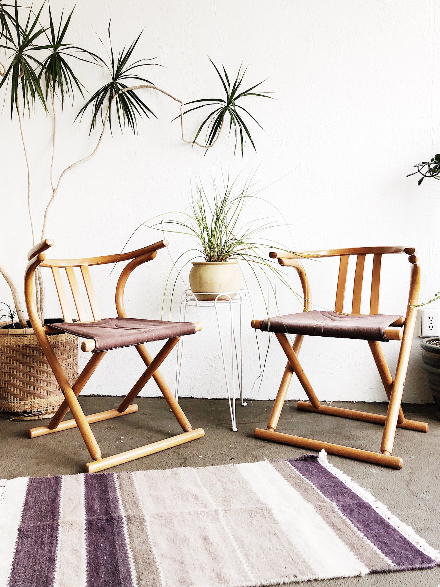 Vintage Striped Wool Dhurrie Rug
